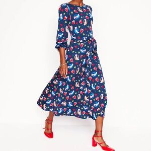 Boden hearts & birds midi dress